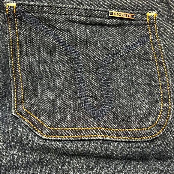 Vigoss Jeans Womens 3/4 27 Blue Dark Wash Distressed Stretch Embroidered - Picture 8 of 12